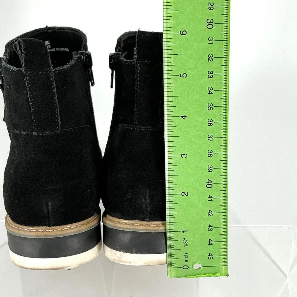 Me Too Size 8 Ander Black Suede Side Zip Ankle‎ Boot Women's